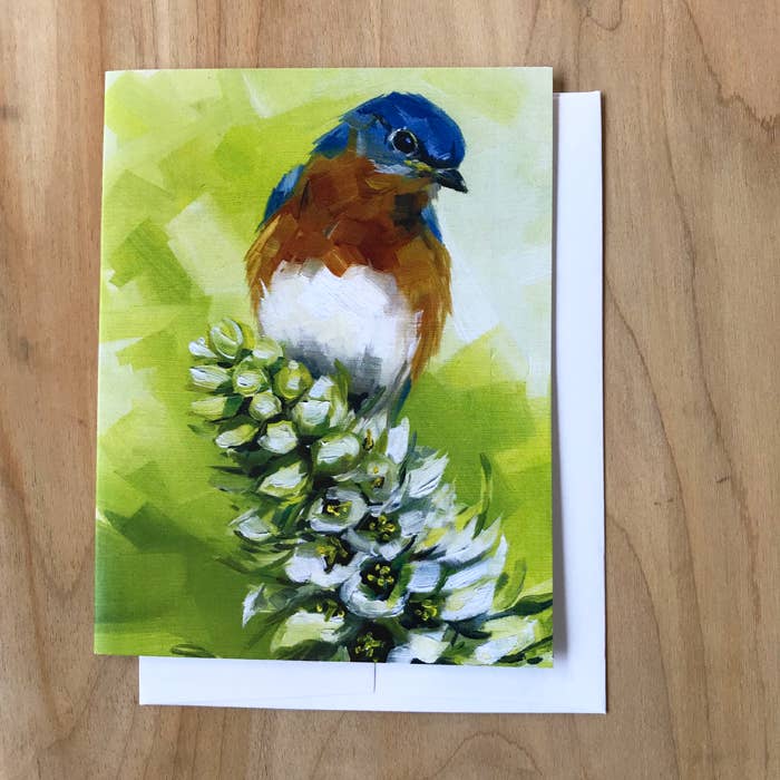 Tarjeta de pájaro azul en flor para venta al por mayor de Art by Alyssa