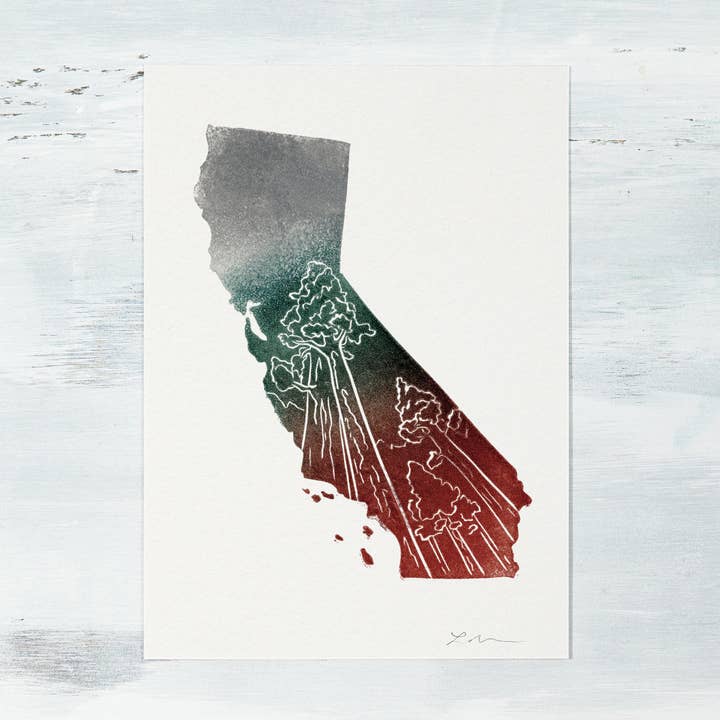 California Sequoia Tree Redwoods 5x7 Giclee Art Print for wholesale by Inky Mess Press