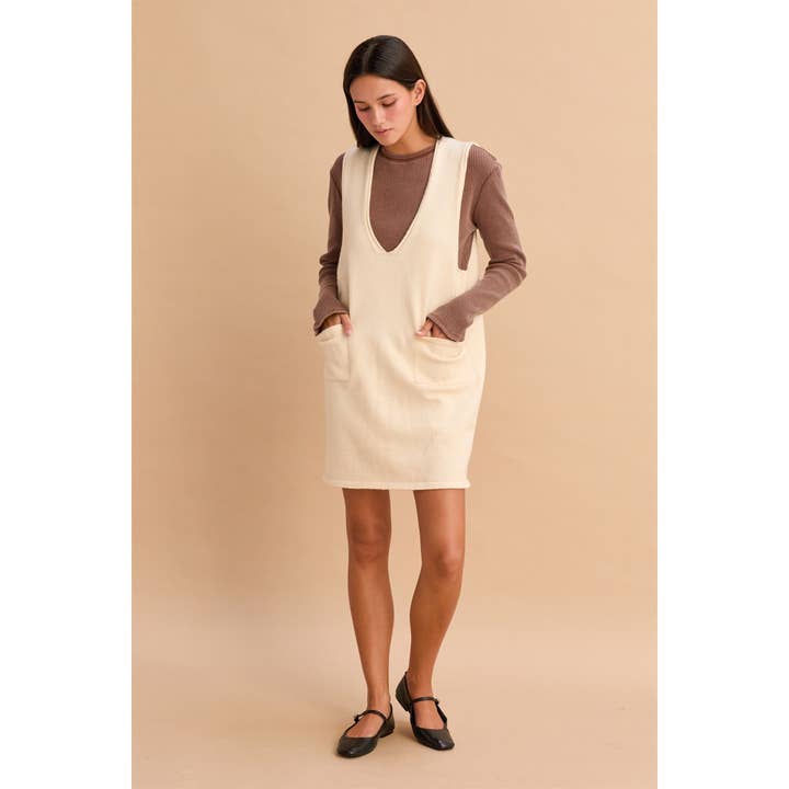 V Neck Sleeveless Knit Mini Dress for wholesale by Double Zero