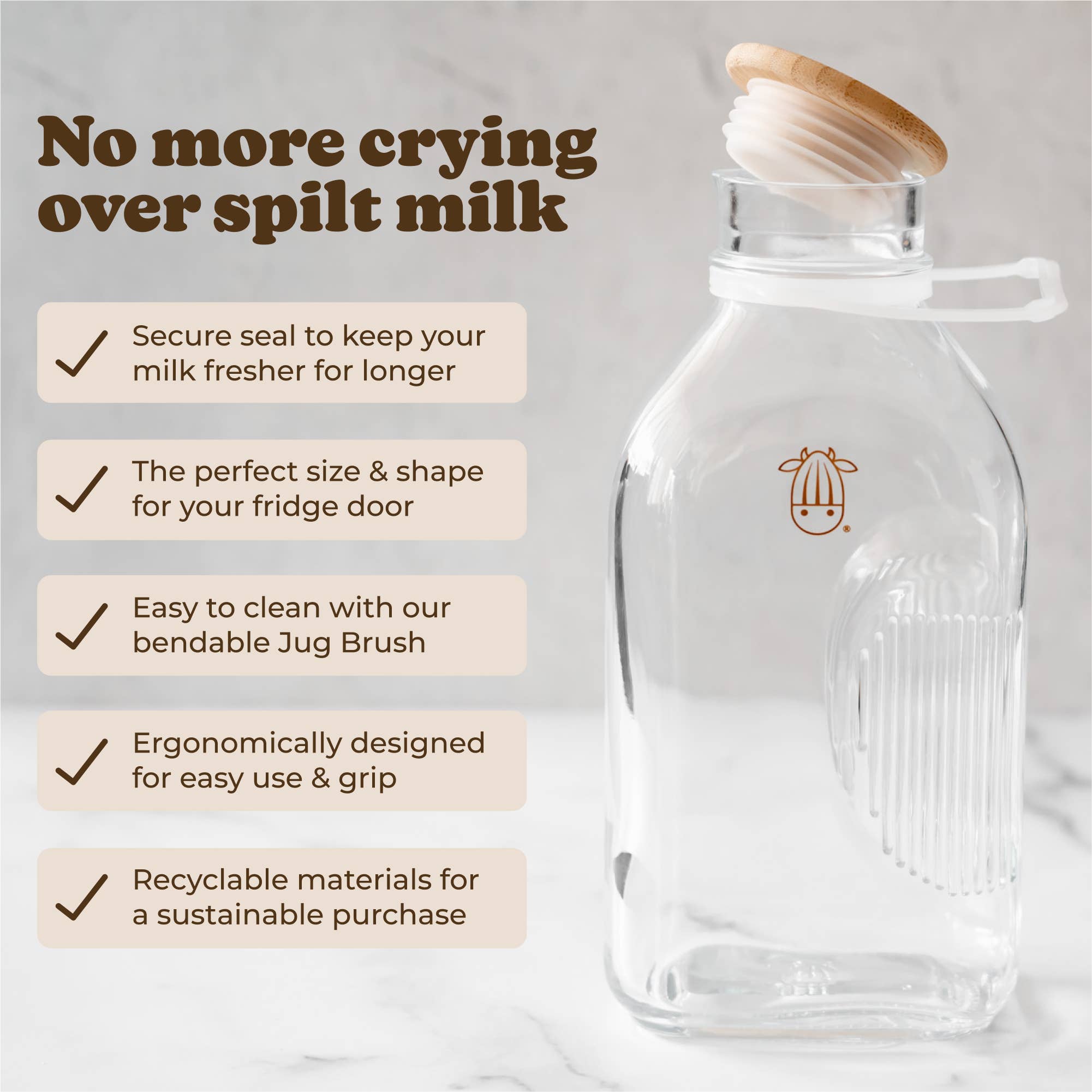 Almond Cow - Vendita all'ingrosso Brocche - Caraffa in vetro Almond Cow con coperchio in bambù, 60 fl oz3