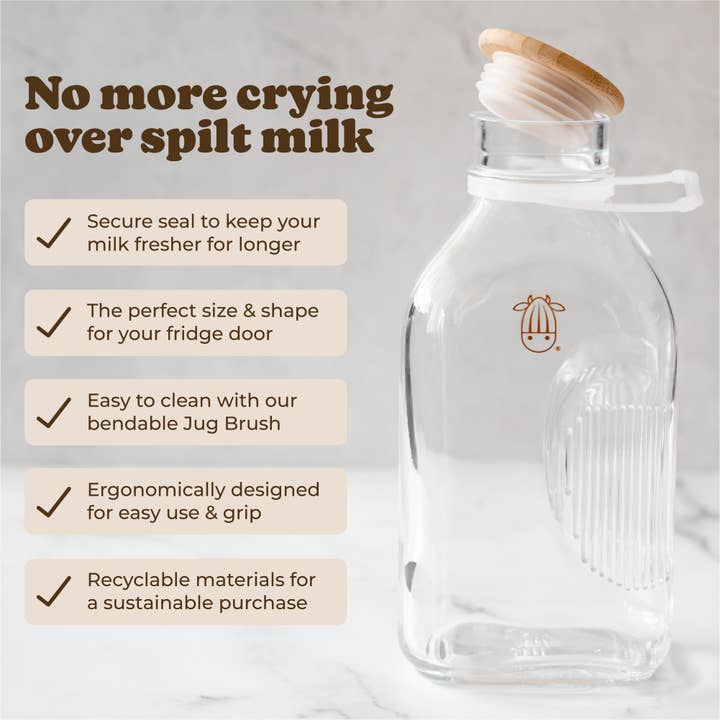 Almond Cow - Wholesale Jug - Almond Cow Glass Jug with Bamboo Lid, 60 fl oz3