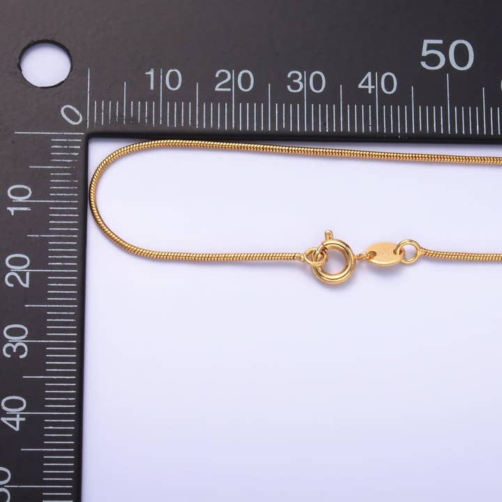 Aim Eternal - Wholesale Link & Chain Necklace - 24K Gold Filled 1mm Snake Chain 18 Inch, 20 Inch Necklace | WA-2751 WA-2752