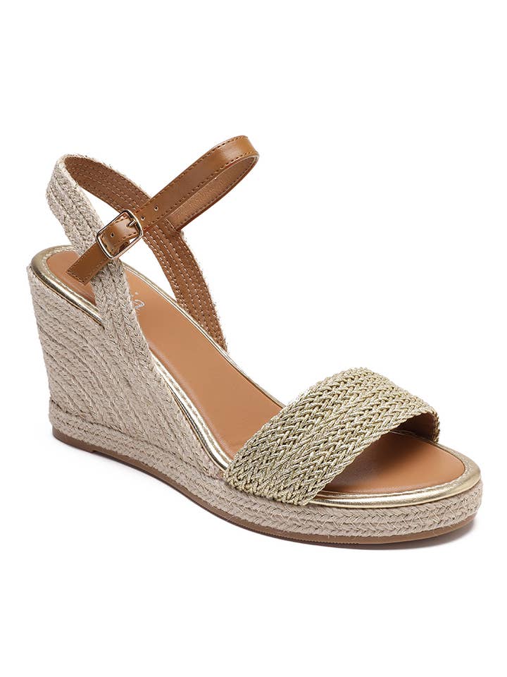 Joia Paris - Wholesale Wedges - Women's - RAFFIA WEDGES WITH GOLD TRIM H8-7923