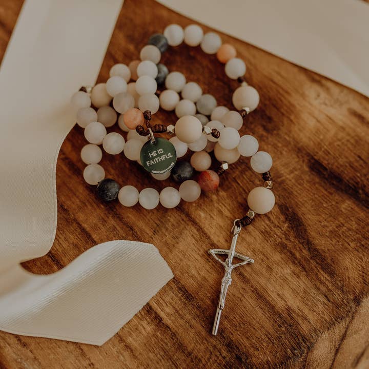 Abundantly Yours - Wholesale Prayer Beads Necklace - He is Faithful Rosary | Catholic Rosary