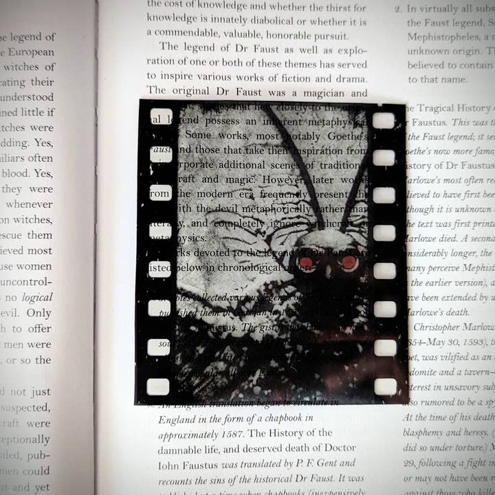Dark Veinlet - Venta al por mayor Marcapáginas - Marcador transparente - Mothman Film Strip Horror Cryptid1