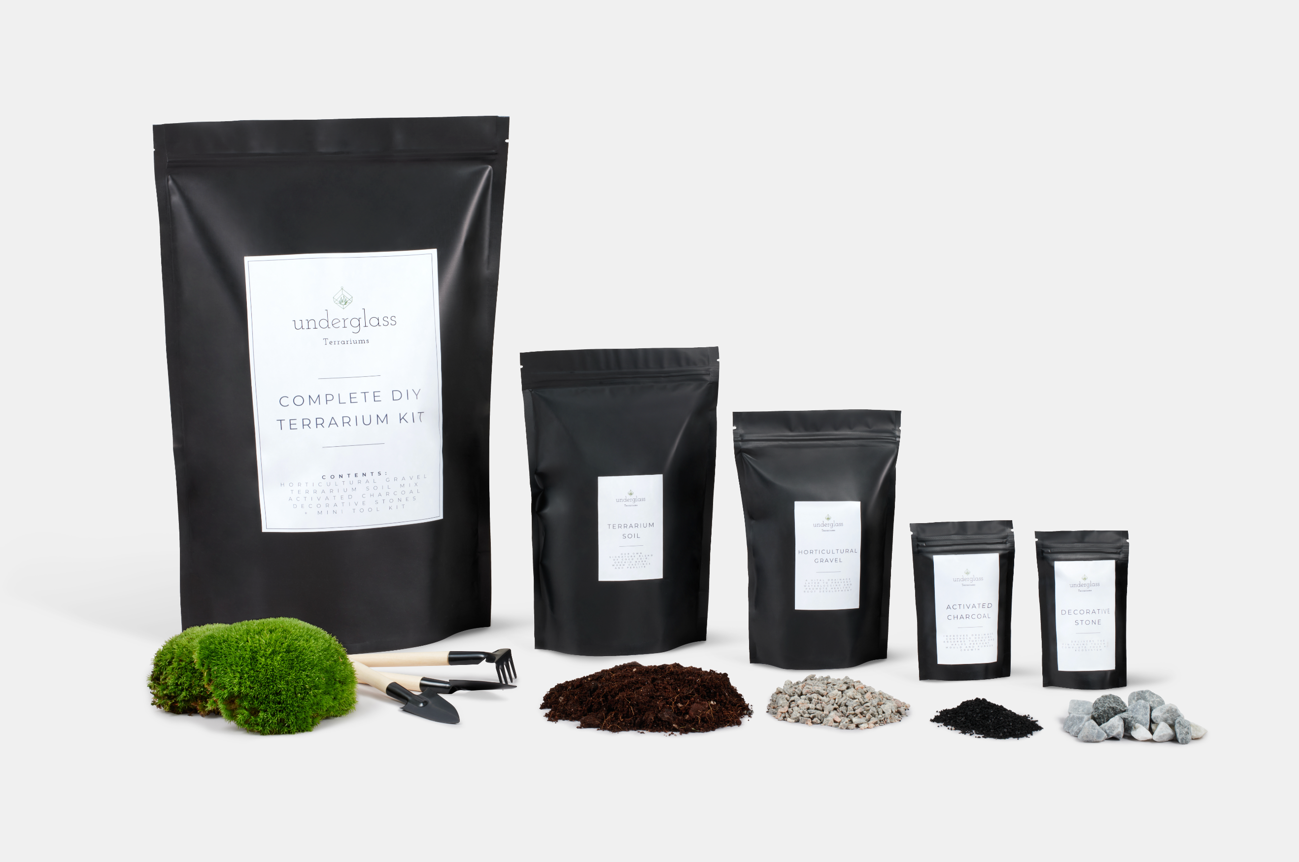 Underglass Terrariums – Terrário por atacado – Kit Completo de Substrato para Terrário0