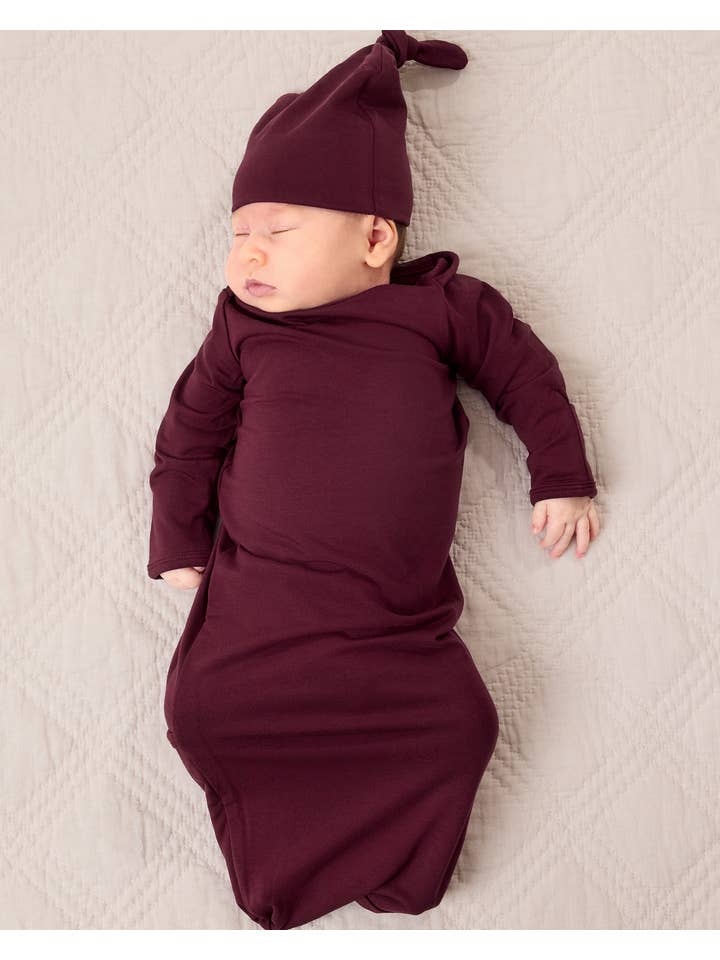 Kindred Bravely - Wholesale Babygown Set - Baby - Holiday Colors Cozy Bamboo Baby Gown & Hat3