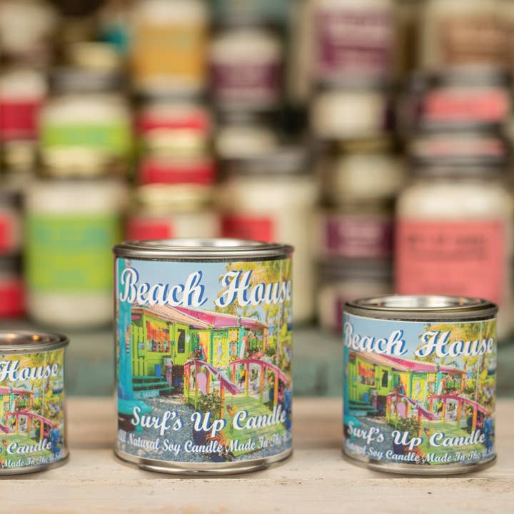 Surfs Up Candle – wholesale Reseljus – Beach House Paint Can Candle - Vintage Collection0