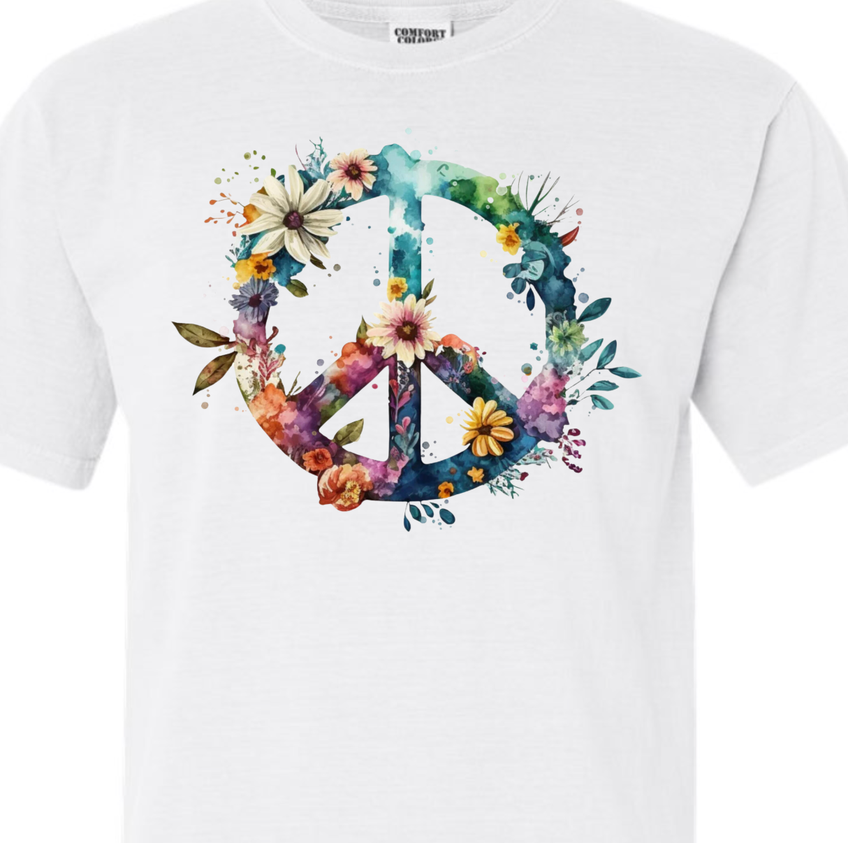 Kiki's Boutique - Wholesale Screen Printed T-Shirt - Women's - Peace Sign Comfort Color Tee1