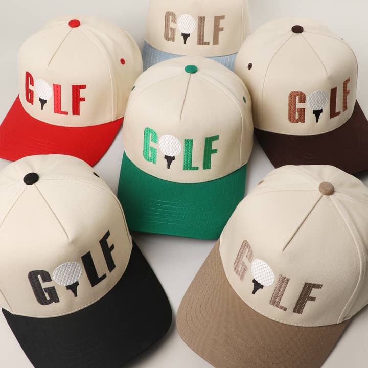 GOLF Ball Icon Embroidered Two-Tone Trucker Hat for wholesale by Fashion City