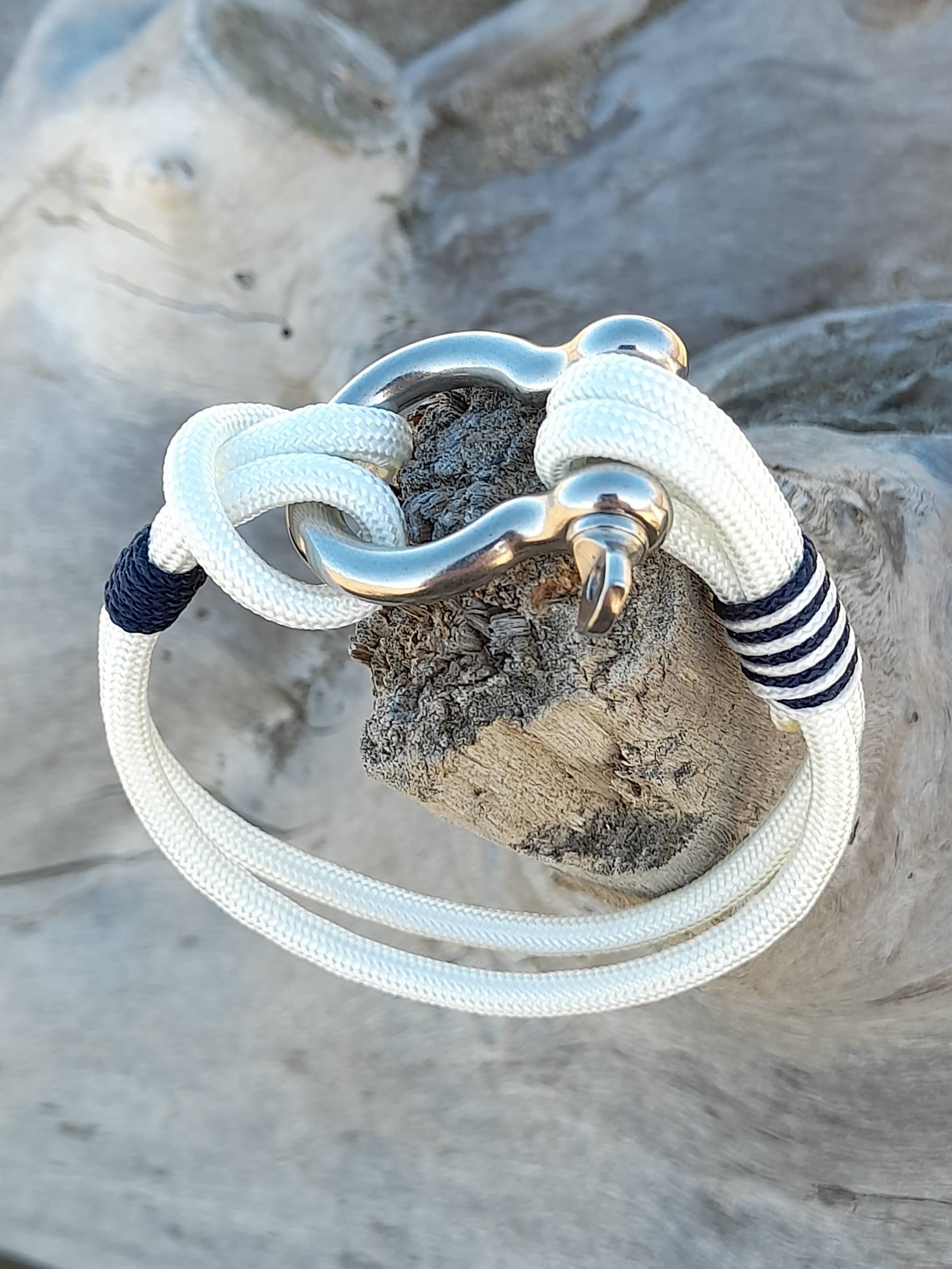 marenostrum créations - Vendita all'ingrosso Bracciale in tessuto/intrecciato - Bracciale navy in acciaio inox1