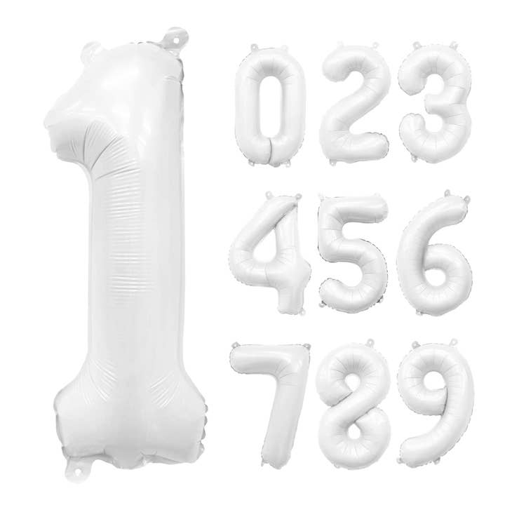 Matte White Number Balloon – 32" Mylar Foil | Ellie’s Party Supply for wholesale by Ellie's Party Supply