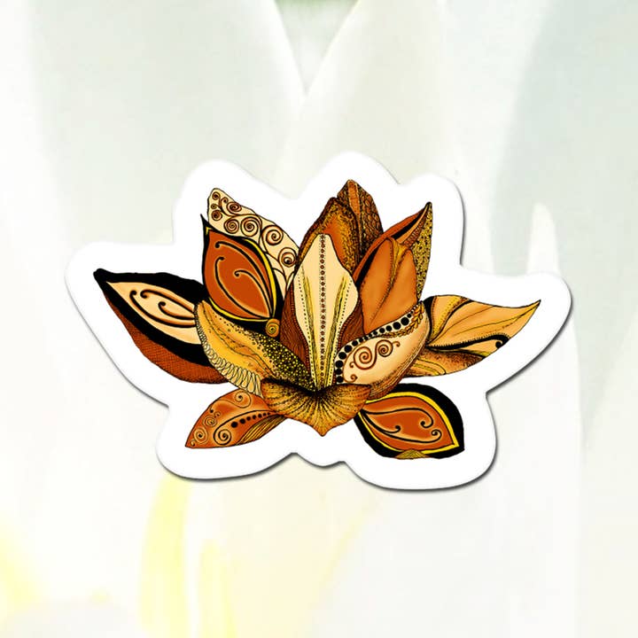 Adesivo Orange Lotus Yoga 3", Purity Illuminismo e Rinascita per la vendita all'ingrosso da parte di Katekreates