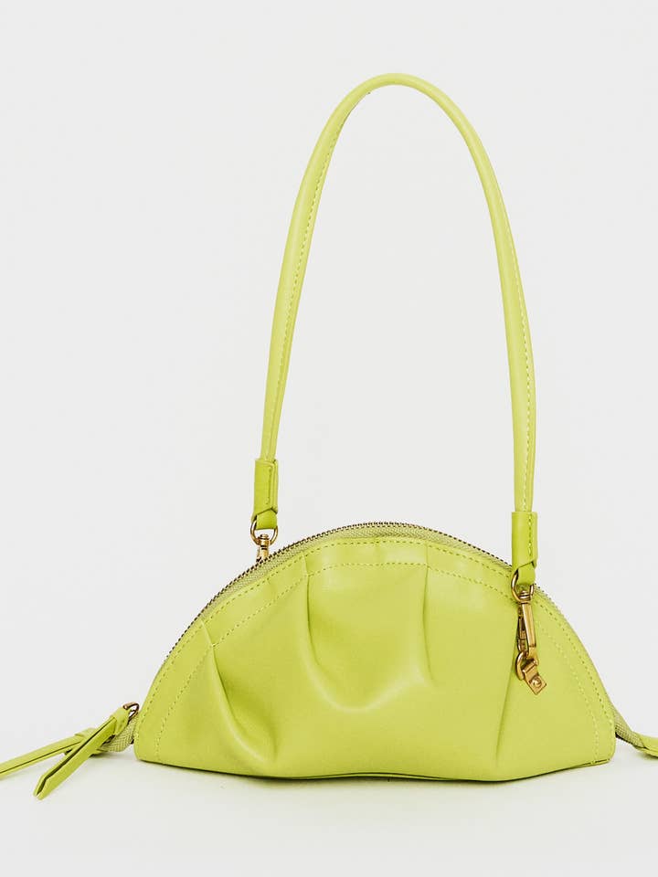 New Mini Lime Green Cowhide Gyoza Bag for wholesale by Yunyinrose