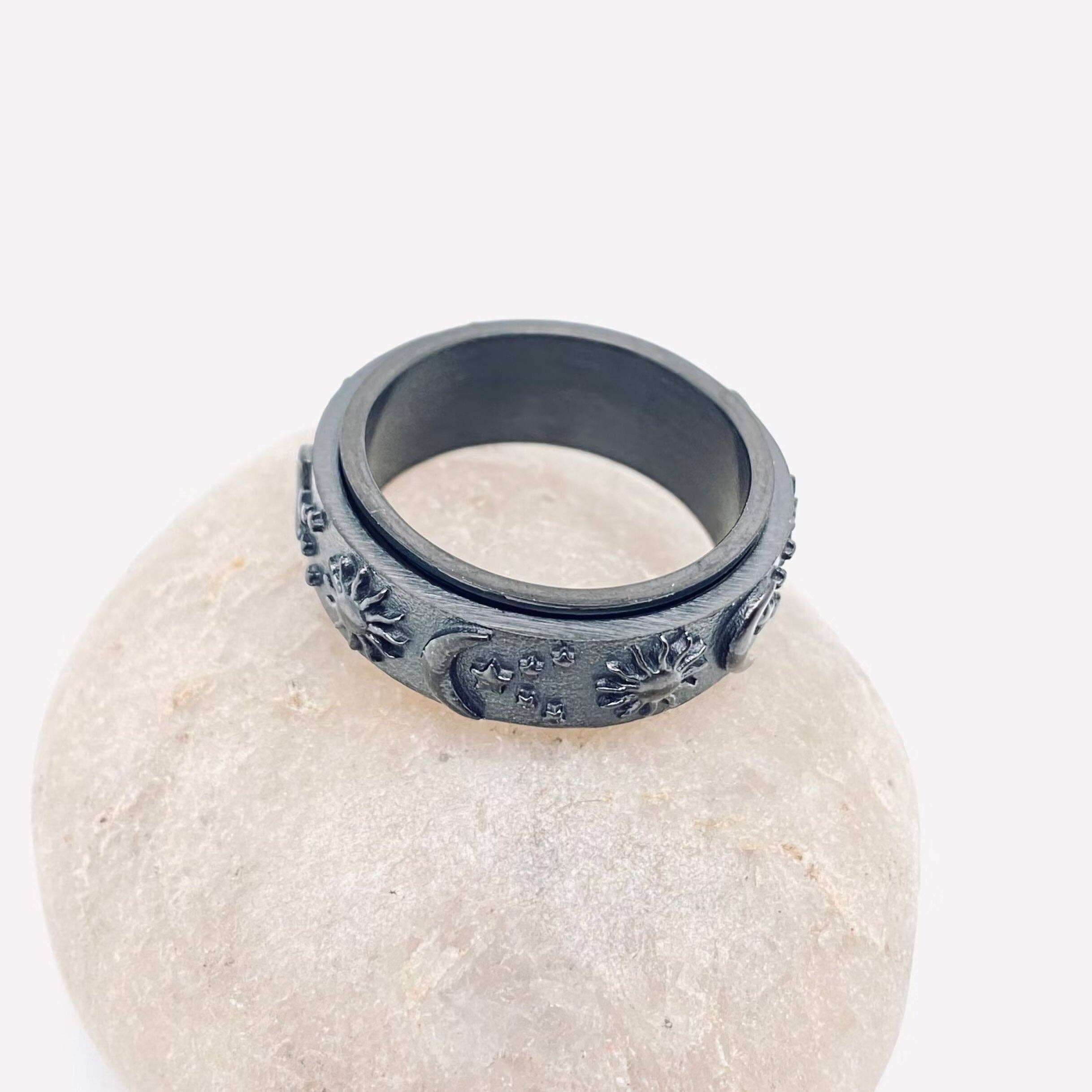 Mio Queena - Wholesale Cocktail/Statement Ring - Star Moon Sun Stainless Steel Rotatable Rings - FGS/MS7