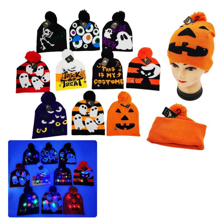 Halloween LED Beanies for wholesale by Deluxe Import Trading
