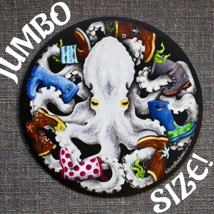 "Octopus in Boots" JUMBO 6" Vinyl Sticker voor wholesale door FJ Creations