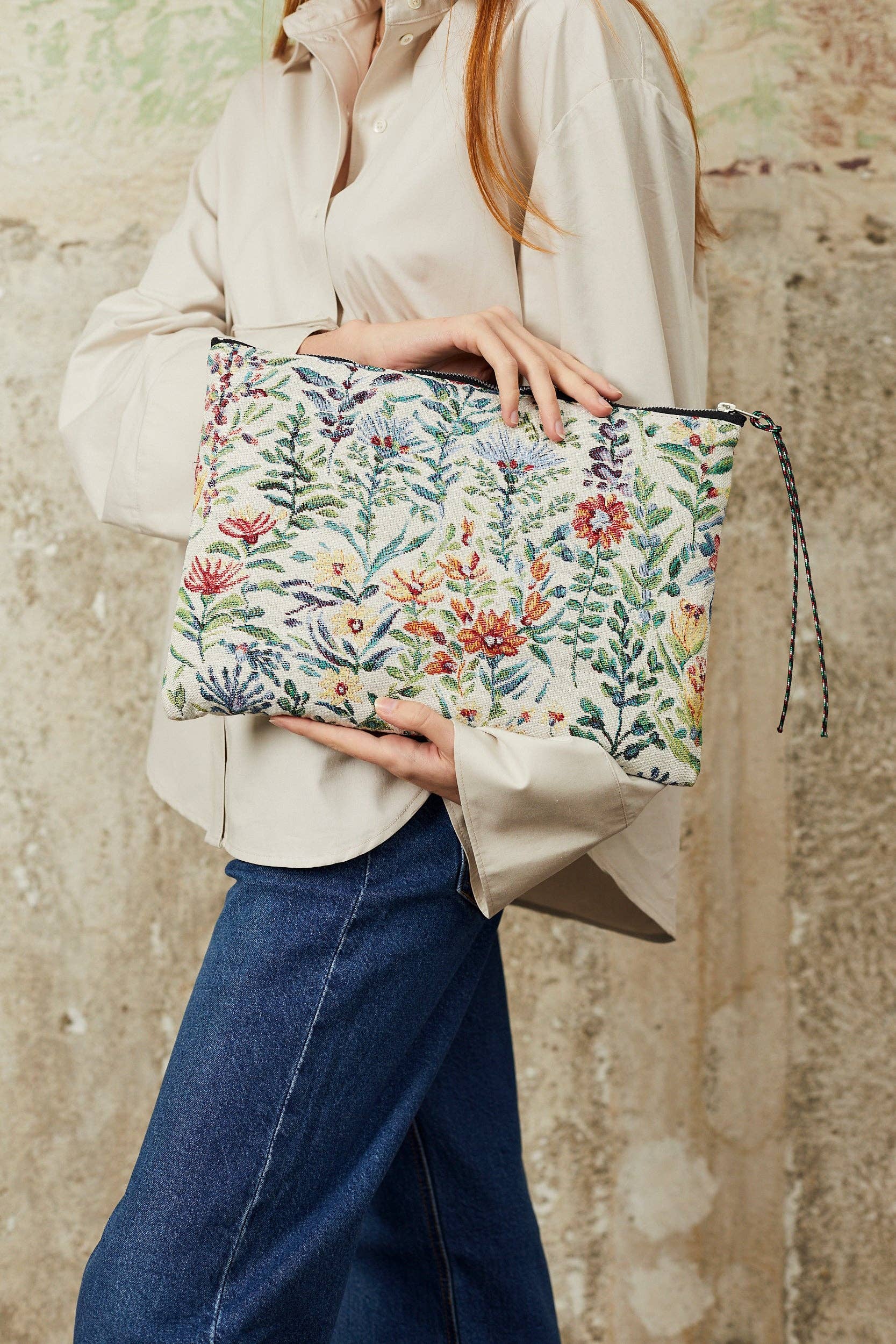 Eturel Madrid - Vendita all'ingrosso Custodia per laptop/tablet - Donna - Custodia per computer in tessuto jacquard con fiori di azalea0