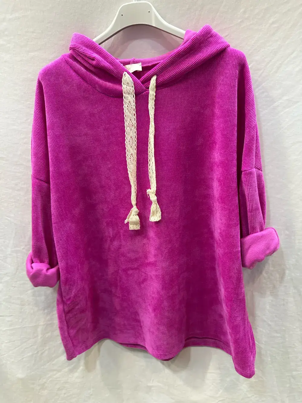 Mimi & Gogo – Engroshandel Hoodie – Kvinder – Velourhættetrøje med blonder og snøre12