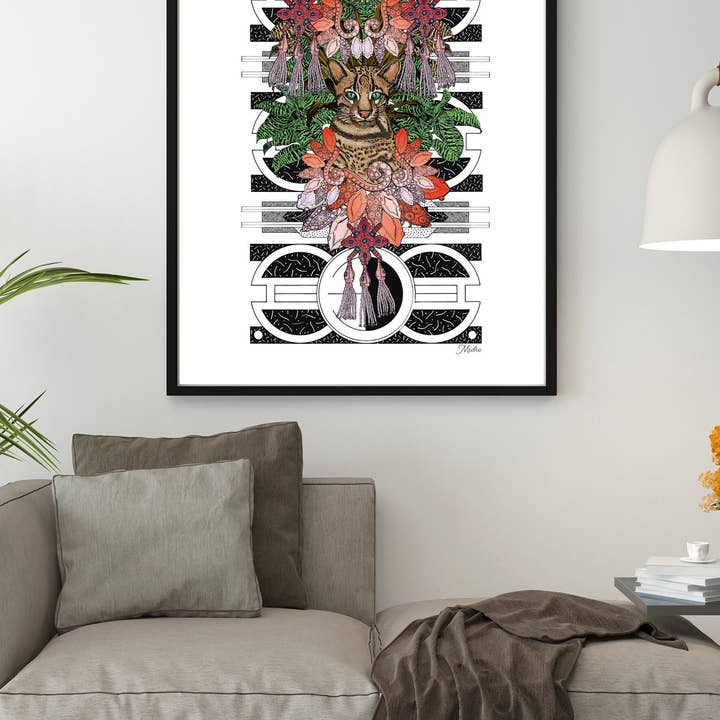 Art Deco Cat Print Colour Art Poster Print sdre. for wholesale by Msdre