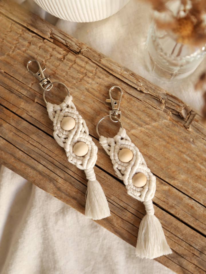 Macrame Bead Diffuser Keychain for wholesale by The Frenchie Knot