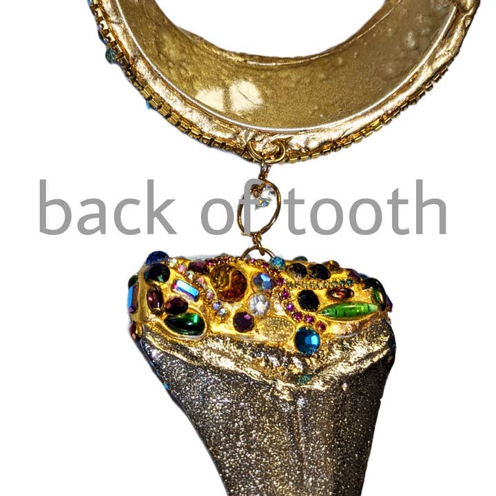 Gay Isber Designs - Wholesale Pendant/Charm Necklace - Shark Tooth Fossil Replica Chrome Plated Silver Gold Combo Swarovski Jewels Sugar Gay Isber2