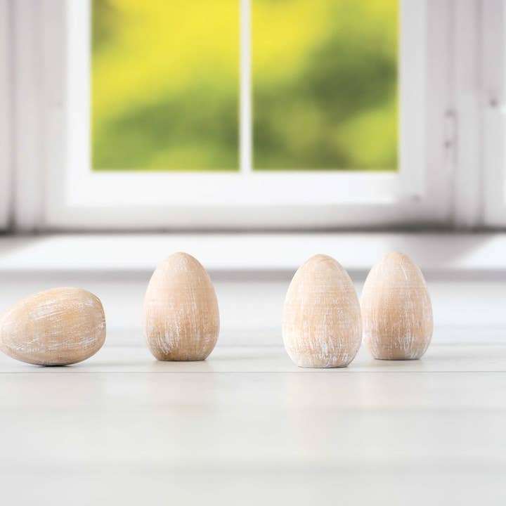 30288 - 1x1.5x1 wood shapes set/4 (EGGS) Easter & Spring for wholesale by Devanie At Home (Formerly Adams & Co.)