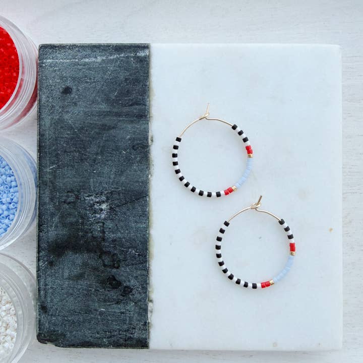 Girls Day Out by Amy Houston - Wholesale Hoop Earrings - Between the Lines /gold filled glass beaded hoop earrings 3