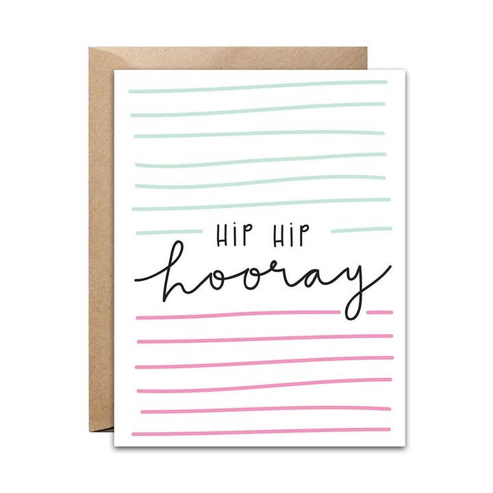 Hip Hip Hooray Card for wholesale by pixel paper hearts