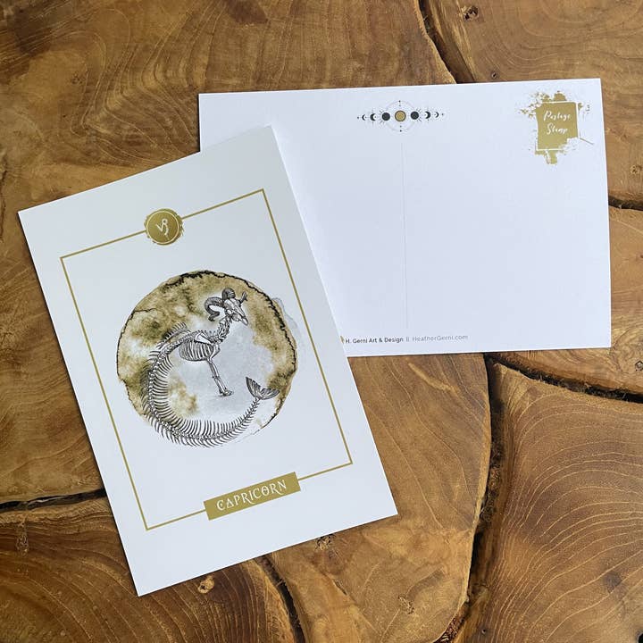 ZODIAC POSTCARD - CAPRICORN for wholesale by Heather Gerni Art & Design