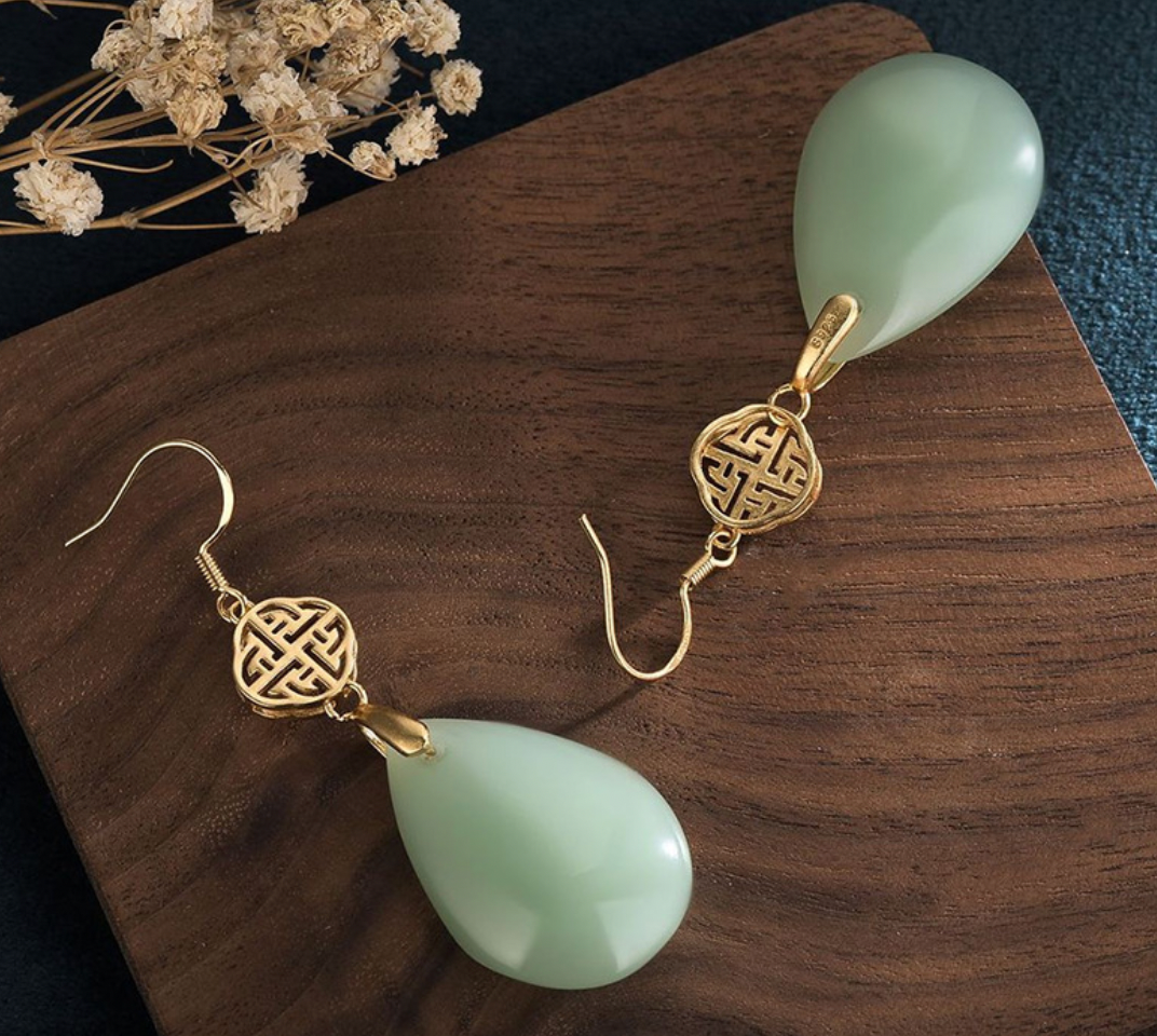 Bright MacMing - Wholesale Dangle Earrings - Asian Style Jade Drop Earrings3