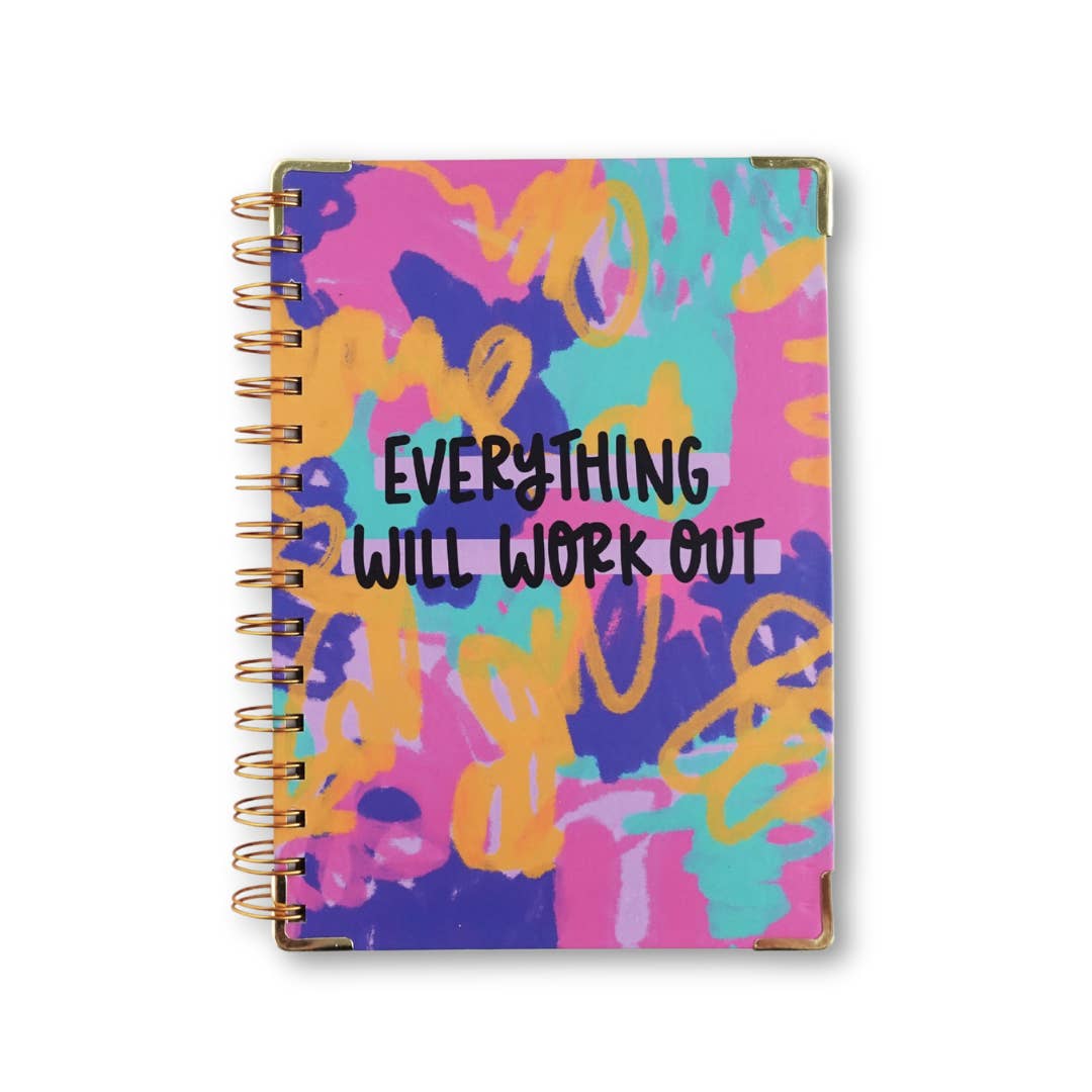 Pretty Peacock Paperie - Women's Empowerment - Wholesale Journal/Diary - Everything Will Work Out Hardcover Spiral Journal