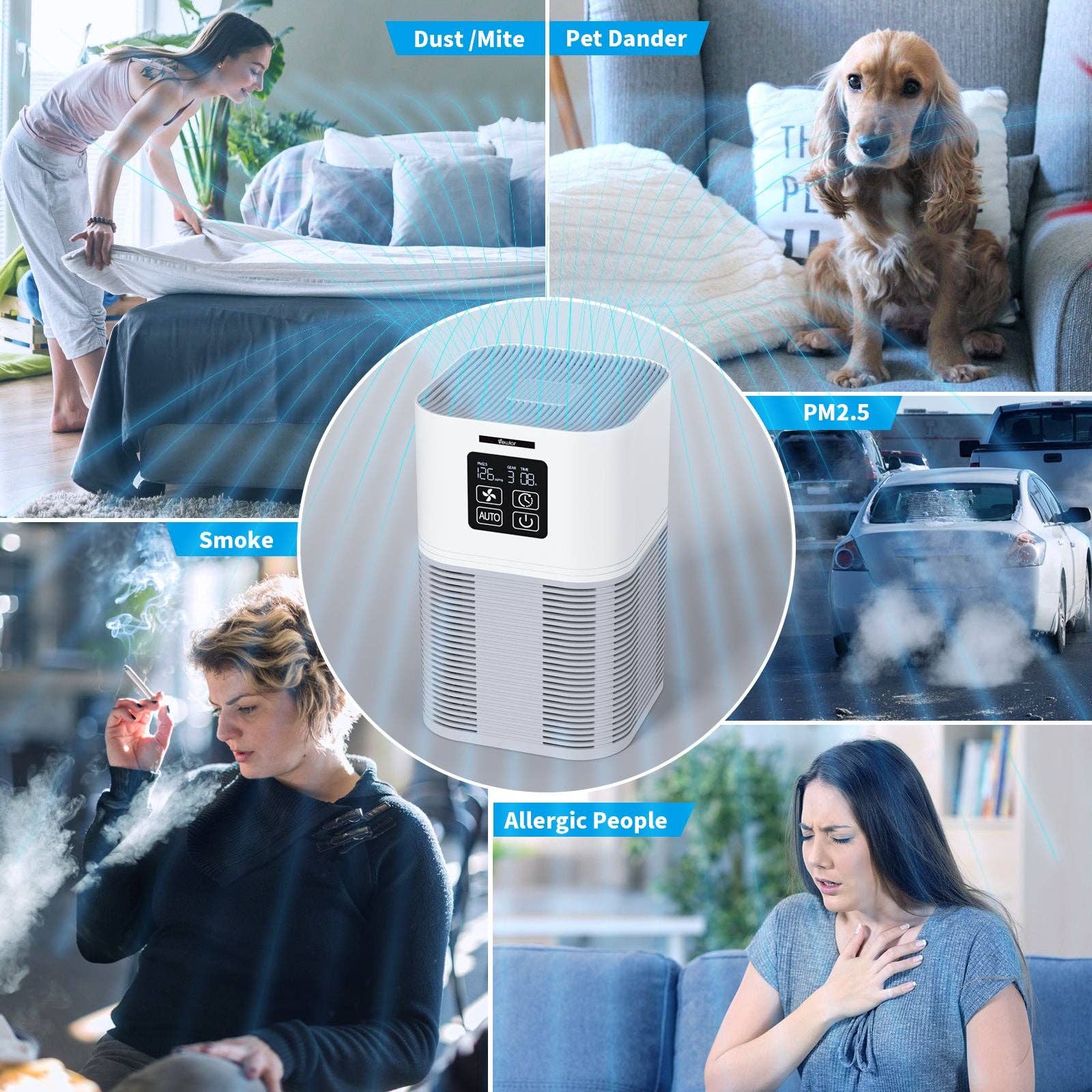 BlakOutlet - Wholesale Air Purifier - 2 in 1 Air Purifier with H13 Filters for Home Allergies Pets Hair Odor Eliminators3