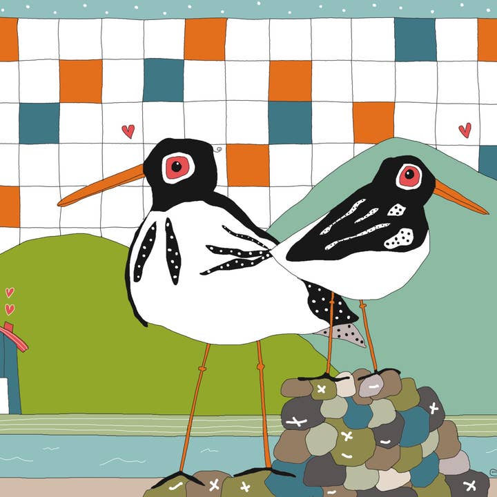 Oystercatchers greeting card for wholesale by Elle Bee Art Studio
