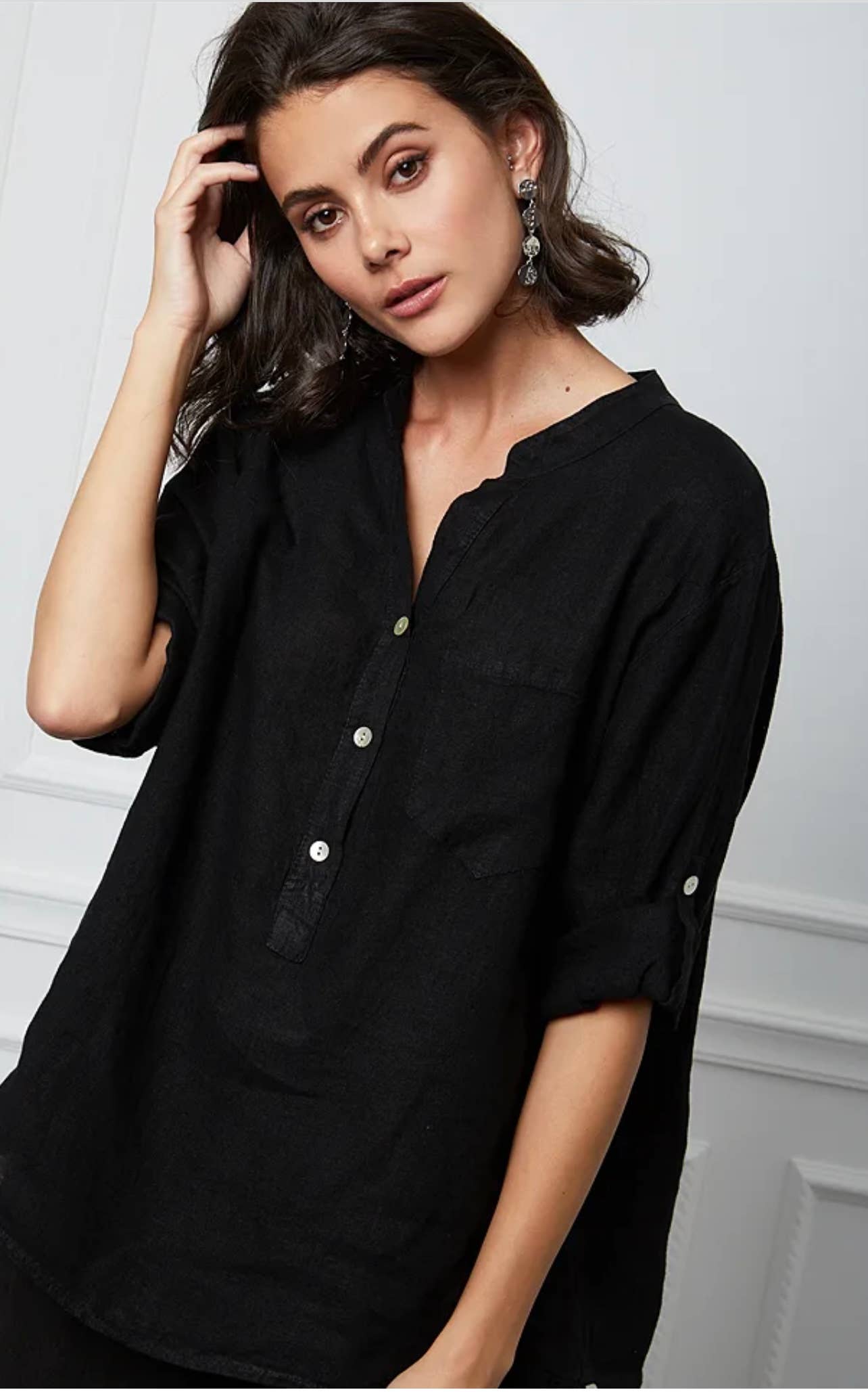LÉA & LUC - Wholesale Button Down Shirt - Women's - 100% Linen Blouse REF. 636722