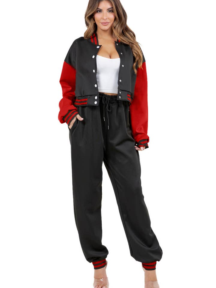 Red WOMEN FASHION TWO PIECE PANT SET for wholesale on Faire1