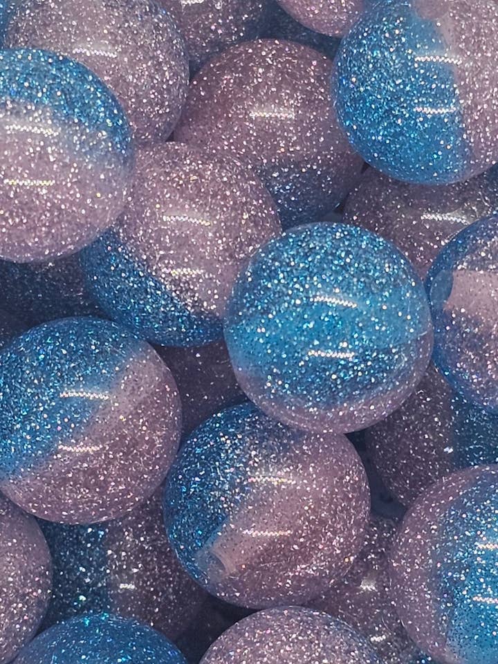 1 CT - Pink and Blue Glittery Resin Bead - 16MM for wholesale by MadiLind's Crafting Corner, LLC
