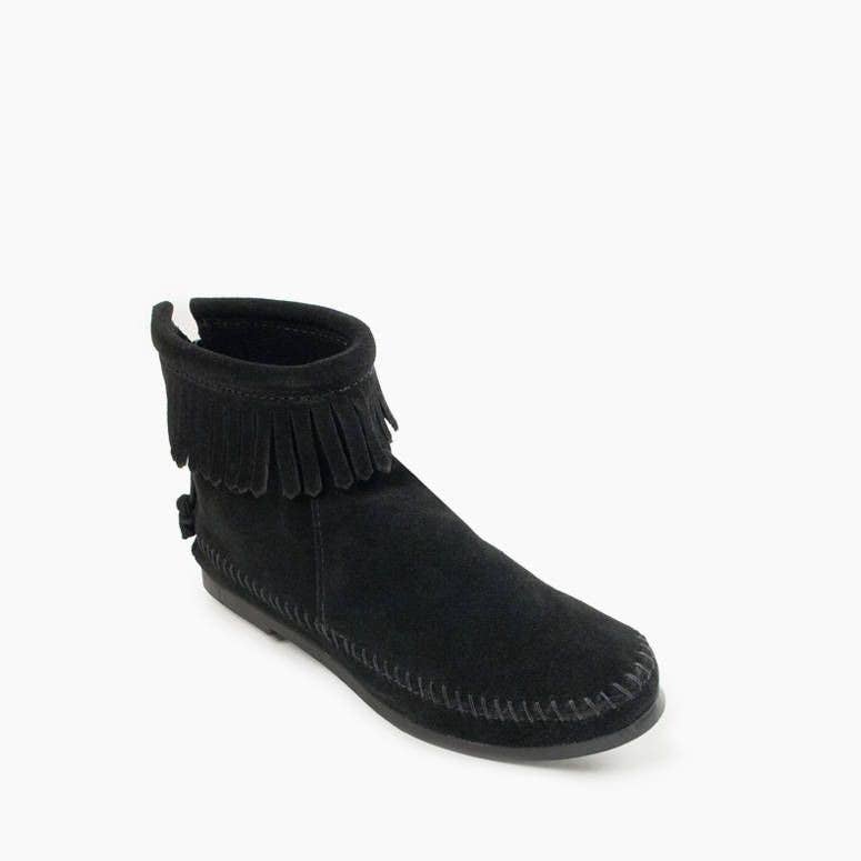 Minnetonka - Wholesale Booties - Women's - Women's Suede Back Zip Hardsole Ankle Boot w/ Fringe3