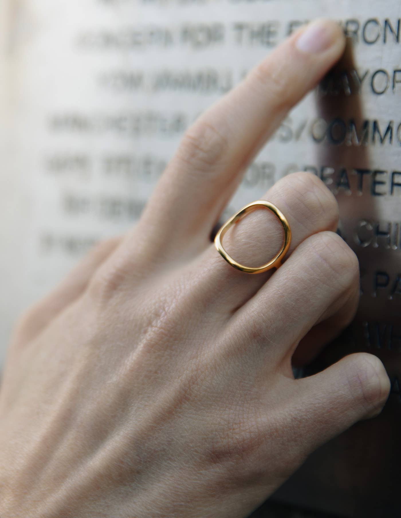 Nordic Muse – wholesale Band/stacked ring – Gold Abstract Circle Ring, Waterproof0