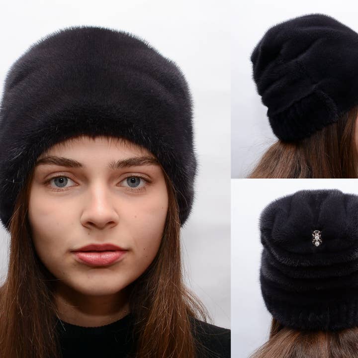 FurStyleUa - Wholesale Beanie - Women's - Real Fur Mink Women's Cap Winter Warm Luxury Fur Mink Hats