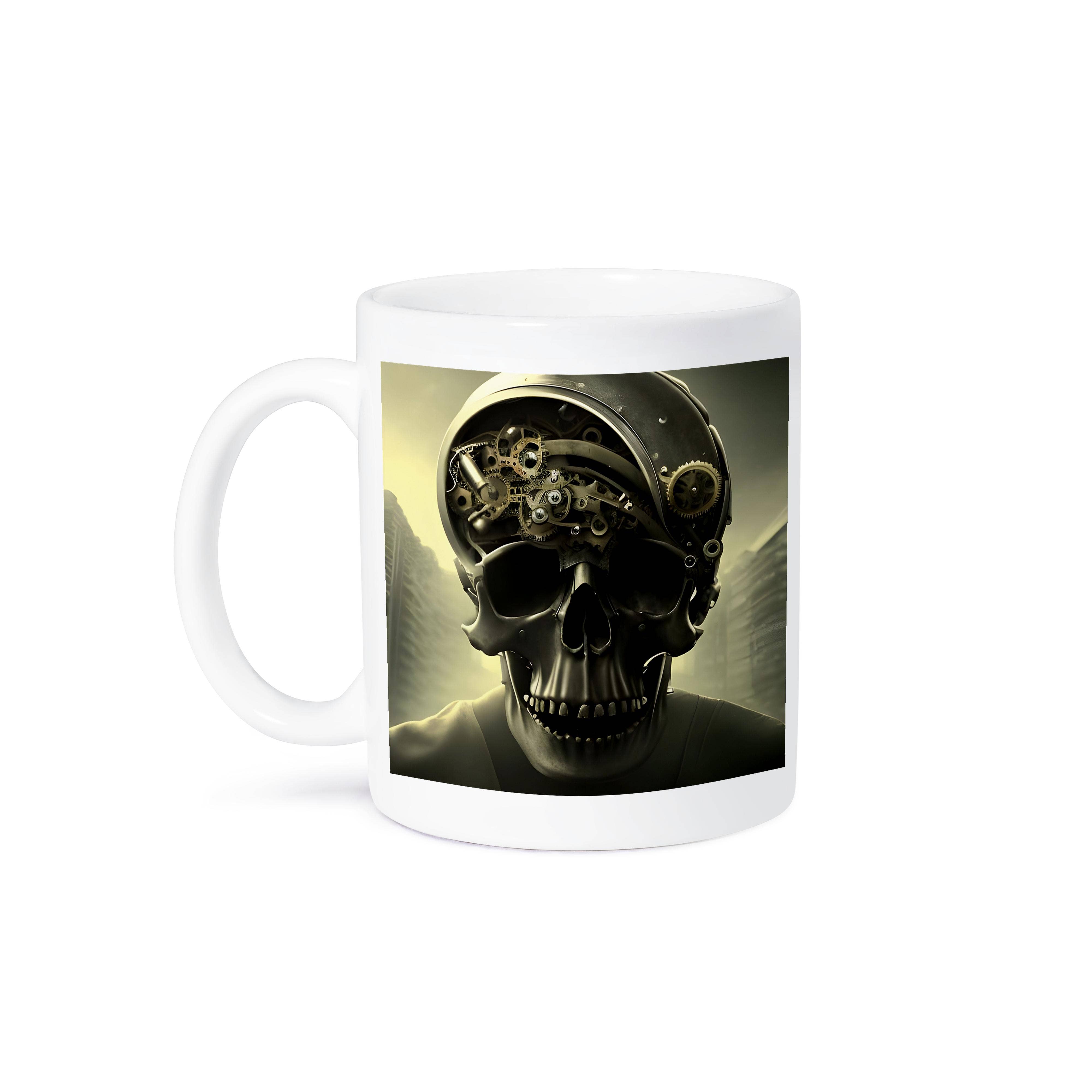 3dRose - Wholesale Coffee Mug - 3dRose, Cool steampunk skull with mechanical gear, urban background art gift, Mug8