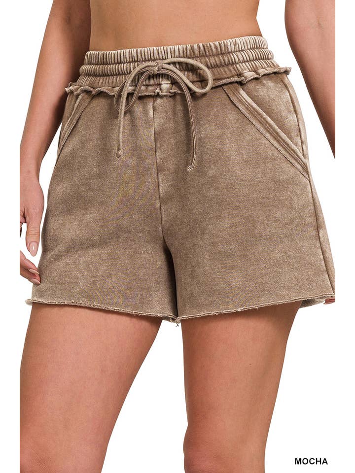 42POPS - Wholesale Shorts - Women's - `"Washed Fleece Drawstring Shorts With Pockets11