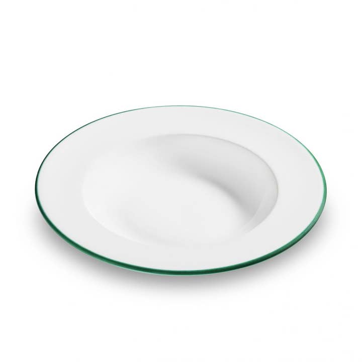 Gmundner Keramik Handels GmbH - Vendita all'ingrosso Piatto - Bordo verde, piatto fondo gourmet (diametro 24 cm)