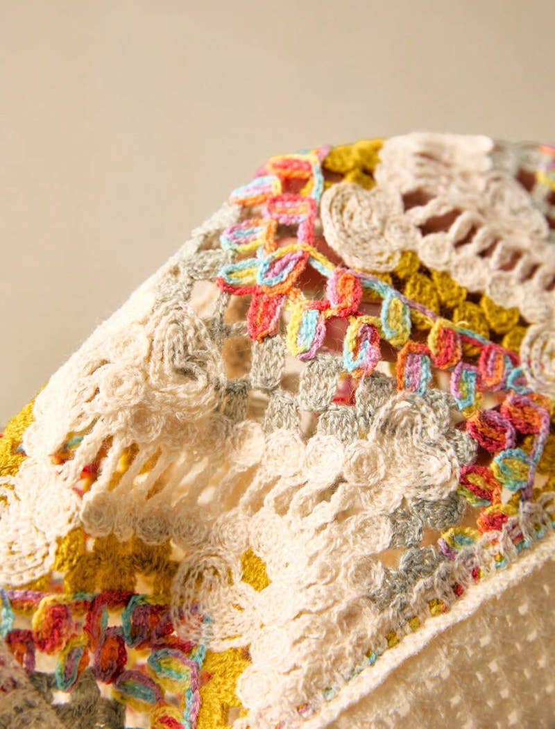 FLOWERY Crochet Pattern Sleeveless Button-Down Top for wholesale on Faire4