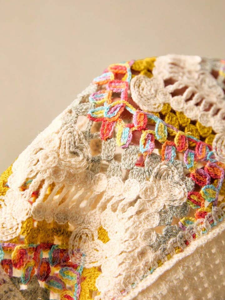 FLOWERY Crochet Pattern Sleeveless Button-Down Top for wholesale on Faire4