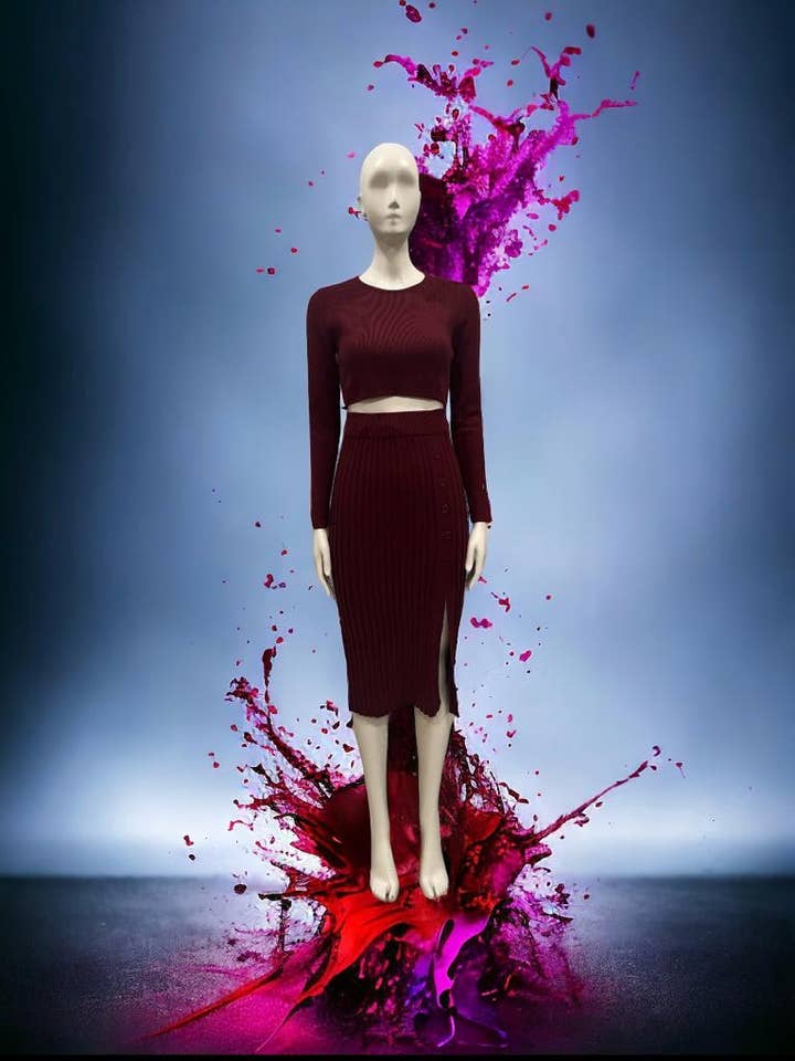 Burgundy 2-Piece Top and Skirt for wholesale by Miss Nicka Boutique