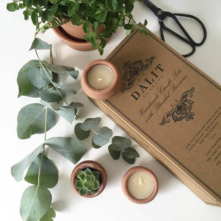 Dalit Goods Co - Wholesale Tea Light Candles - Handmade Terracotta Beeswax Tea Light Candles - Box of 10