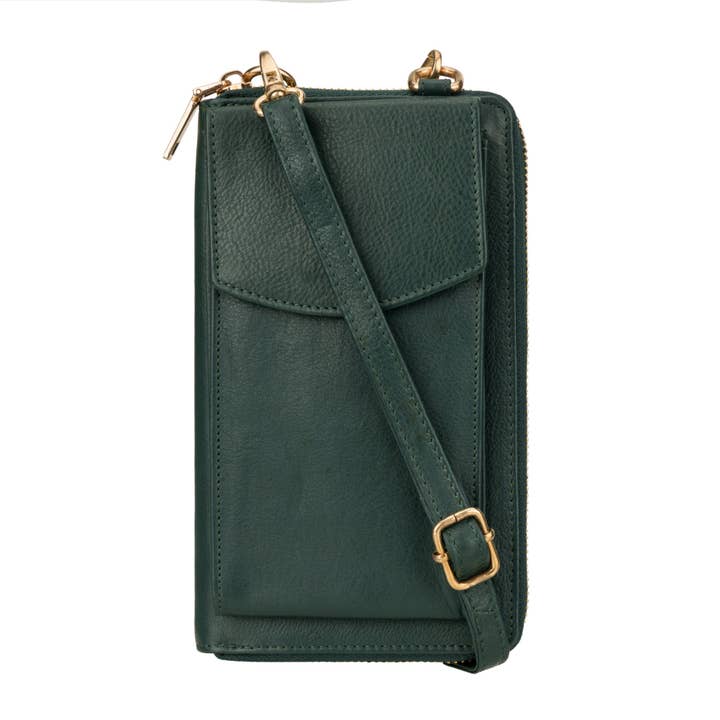 Minori Leather - Wholesale Crossbody Bag - Women's - Billie Leather Wallet Crossbody Bag – Women – Forest Green