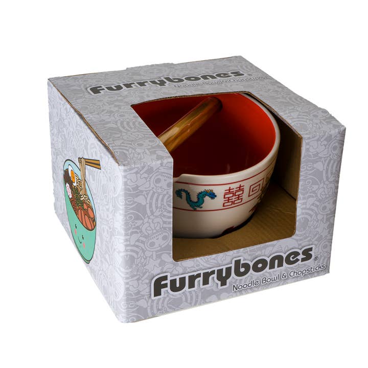 Urban Tokyo - Wholesale Bowl - 18oz 5"D Donburi Bowl With Chopsticks Set Furrybones (4/24)