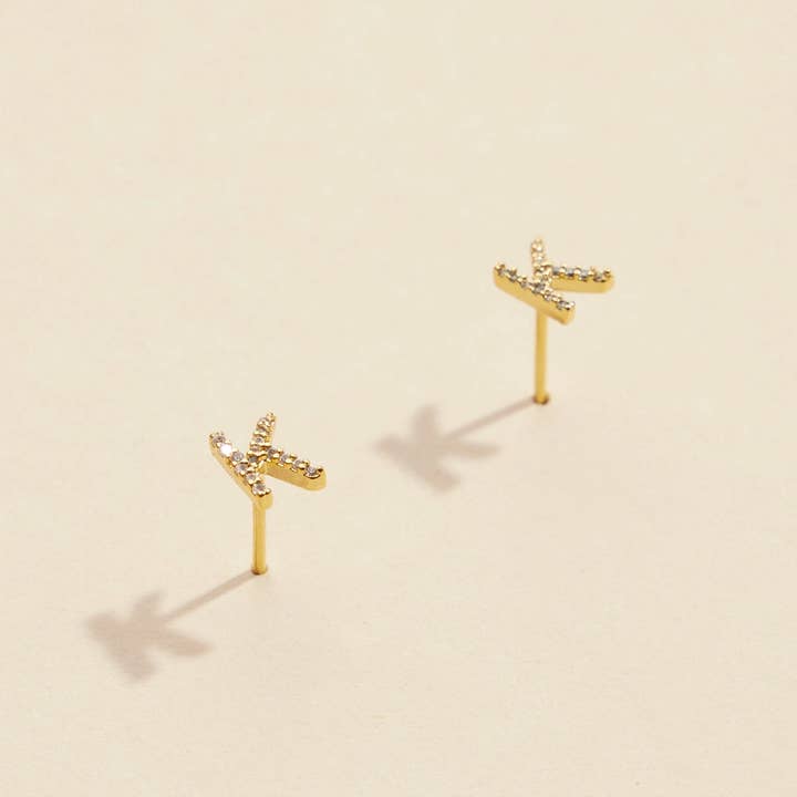 Frem - Wholesale Stud/Post Earrings - Initial Letter Stud Earrings – 12 Pack Bundle in Gold or Silver22